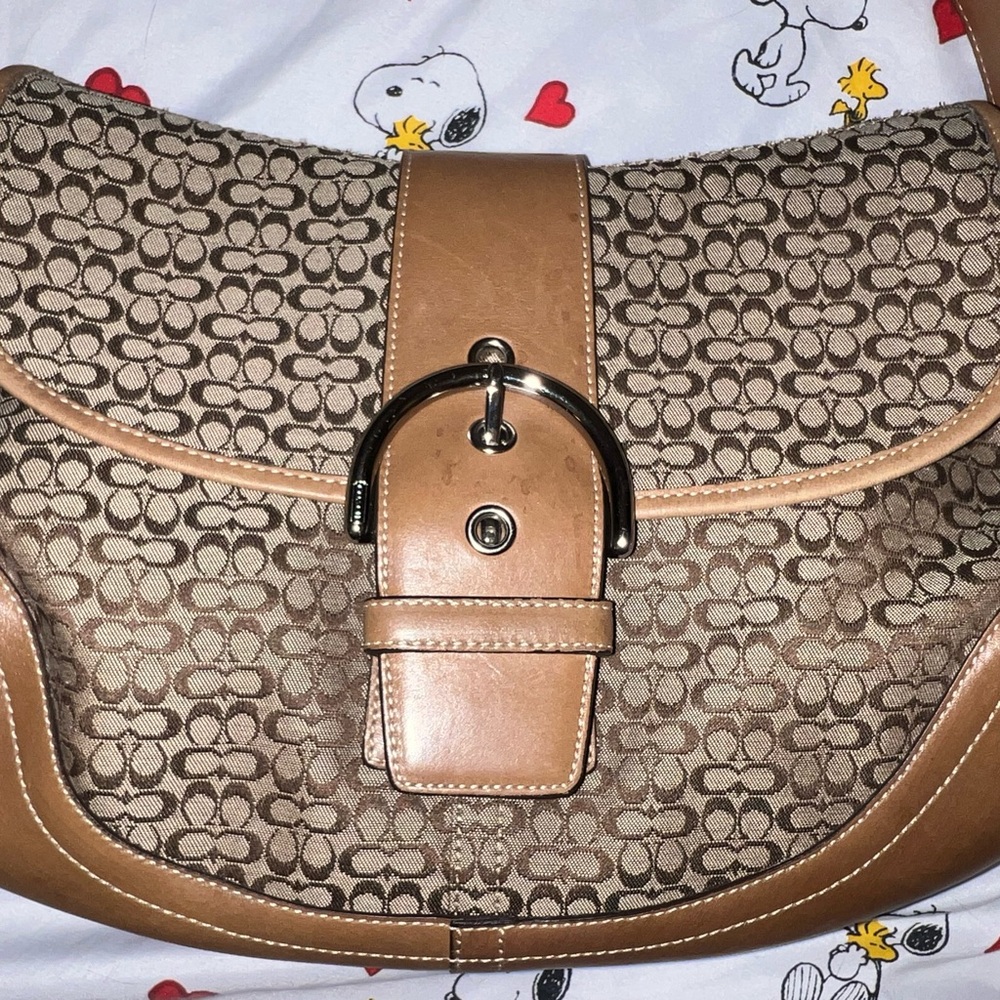 Coach SoHo Brown Signature Medium Shoulder Bag Made in Turkey Y2K EUC 🤎VINTAGE - Picture 2 of 16